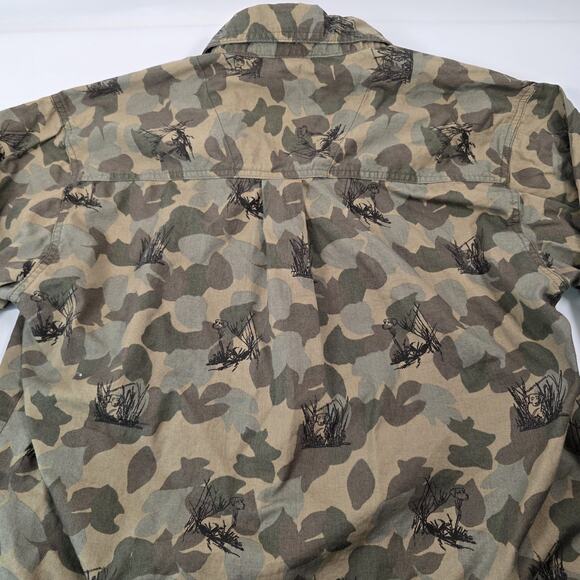 Wrangler Rugged Wear Camo Long Sleeve Button Up Shirt Size M All Over Dog Print - Picture 4 of 12
